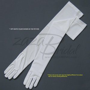 23.5″ Long 4-Way Stretch Matte Finish Satin Gloves Opera Length 16BL - Off White